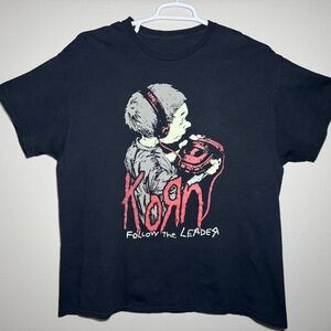 Korn Follow The Leader CD Player Graphic T-Shirt Size Large Black
